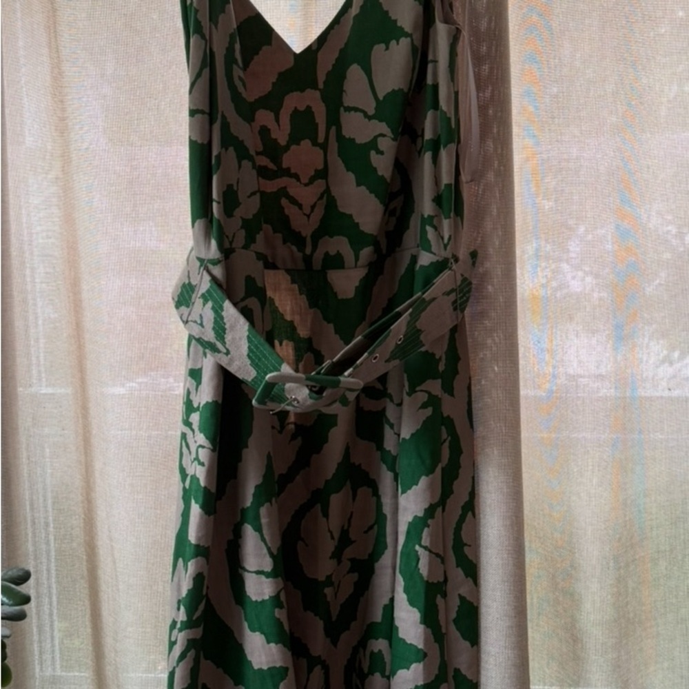 White House Black Market Brown and Green Maxi Sundress